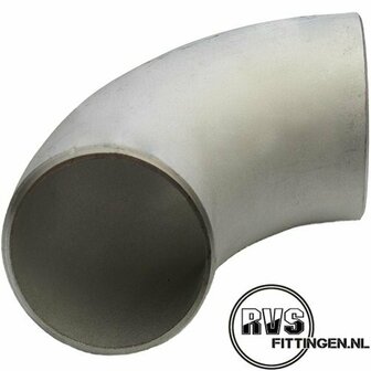 RVS Lasbocht, 101.60 x 3.05  3.1/2&quot;, A-403, LR 90&deg;, 304, gelast, SCH10s