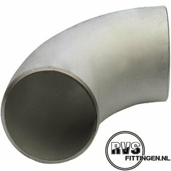 RVS Lasbocht, 101.60 x 3.05  3.1/2&quot;, A-403, SR 90&deg;, 304, gelast, SCH10s