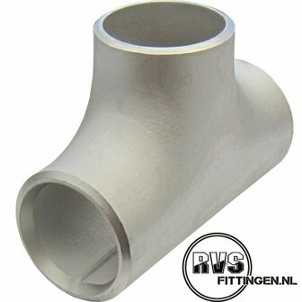 RVS T-stuk, 1.1/2&quot;, 48.26 x 2.77 ASTM A403, 304, gelast, SCH10s