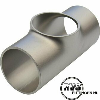 RVS T-stuk, 74.00 x 2.00, getrokken, korte hals, 316