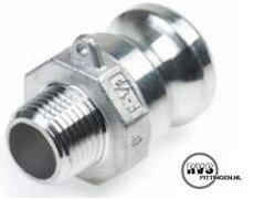 RVS Camlock Koppeling Type F mannelijk x bsp buitendraad 3/4&#039;&#039;