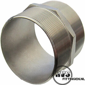 RVS Dubbele 6-k nippel 1/8"