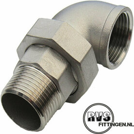 RVS Kniekoppeling bi-bu con 1"