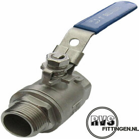RVS Kogelkraan 2-delig bi-bu draad 1/2"