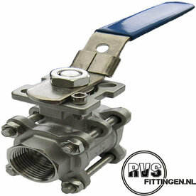 RVS Kogelkraan 3-delig FB LD Las/las ISO TOP 1.1/2"