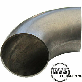 RVS Lasbocht DIN 2605, gelast 3S 90°, 304, 76.10x3.60